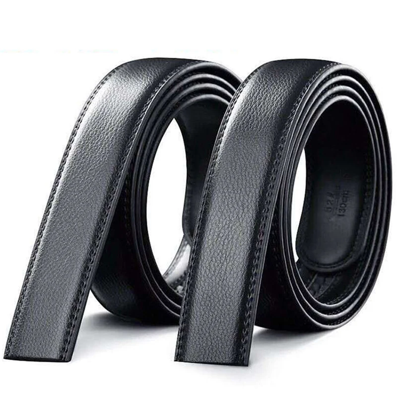 Fashion Men Belt Without Buckle Belt Leather Automatic Buckle Business Young Middle Age Belt Without Buckle Belt Casual Stripe