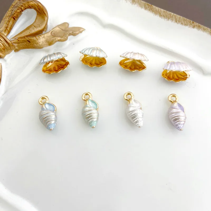 

6pcs DIY Earrings Necklace Bracelet Pendant Summer Seaside Holiday Wind Ocean Series Shell Conch Modeling Pendant