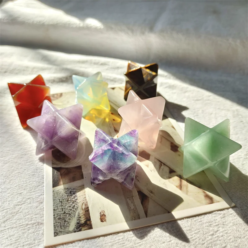

Natural Stones Quartz Crystal Merkaba Healing Gemstones Reiki Decoration