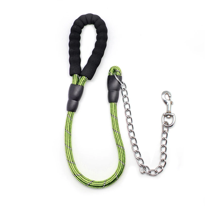 Светоотражающий Поводок-цепочка для больших собак из нержавеющей стали поводок