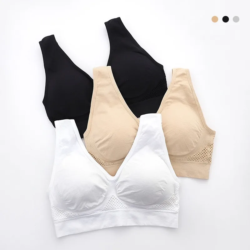 XL 2XL Mesh Sports Bra for Women Breathable Plus Size Yoga Wireless High Stretch Top Padded Fitness Workout | Спорт и развлечения