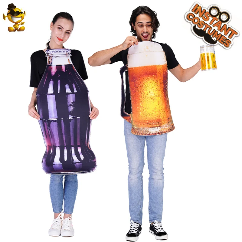 Парные костюмы унисекс для взрослых косплей забавная туника с пивной бутылкой на