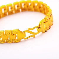 12mm women men wrist chain bracelet yellow gold filled solid classic carved jewelry gift