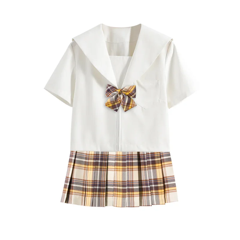 

New Summer Kanto Japanese Orthodox JK uniform Short/long Sleeve Uniforms School Uniform Girls Sailors Suit Pleated Skirt Sets