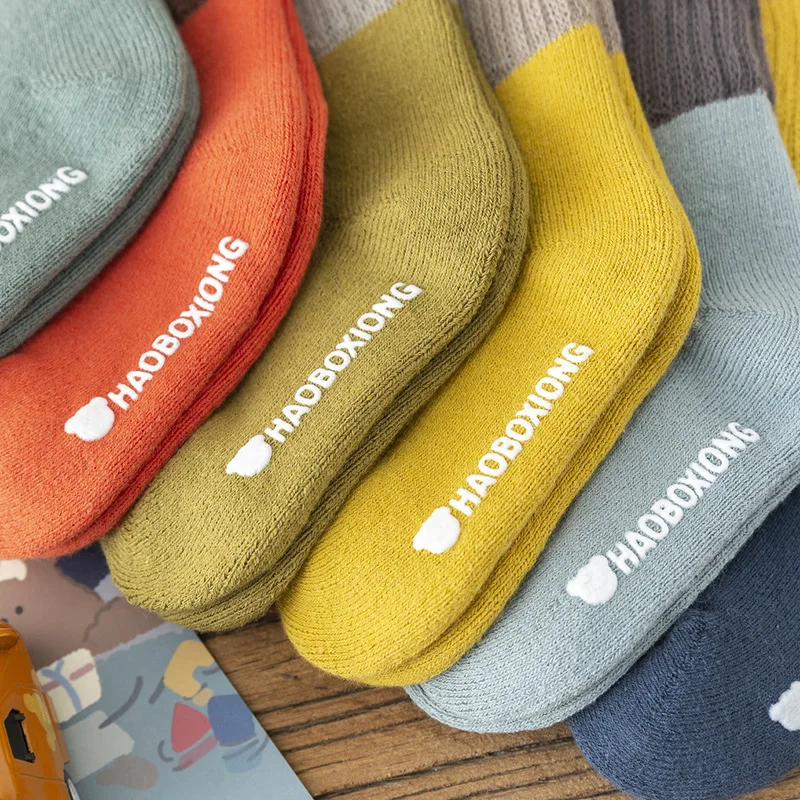 

3 Pairs / lot Baby Socks Thick Warm Socks Cotton Terry Boys Girls Socks Anti-slip Newborn Socks Accessories Sets Autumn Winter