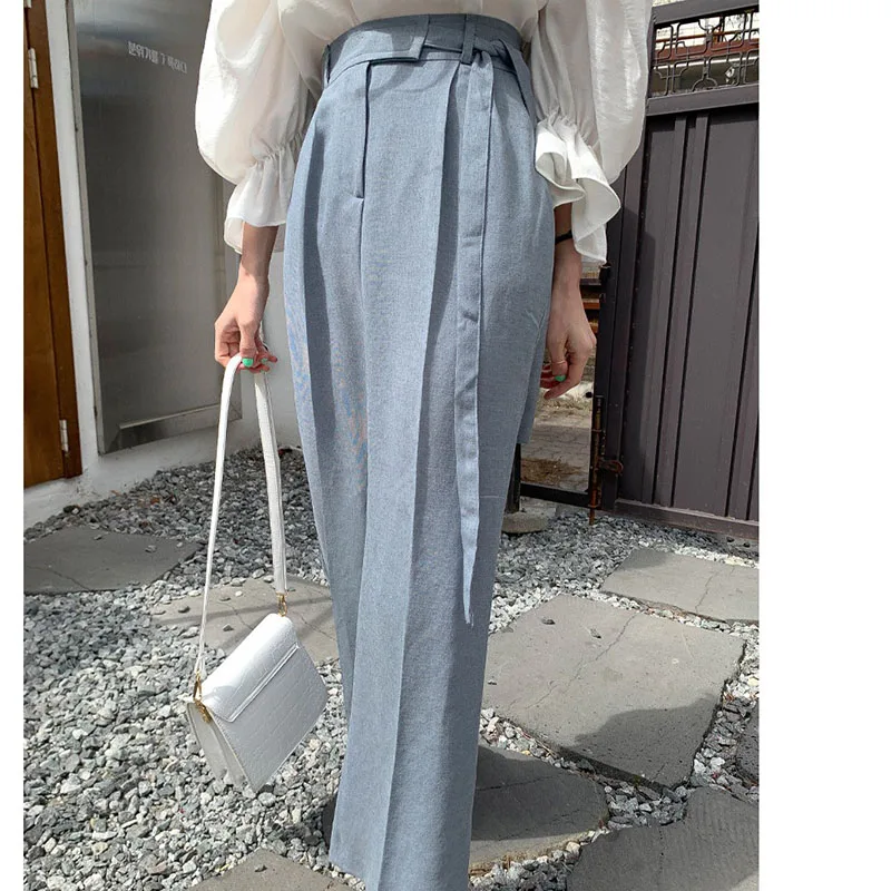 

Spring Autumn Women's Blouse Korea Retro Style Round Neck Solid Color Top New Loose Trumpet Sleeve Female Tops GX387