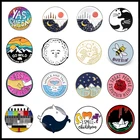 Эмалированная брошь с изображением животных, горы, солнца, луны, кошки, пчелы, птицы