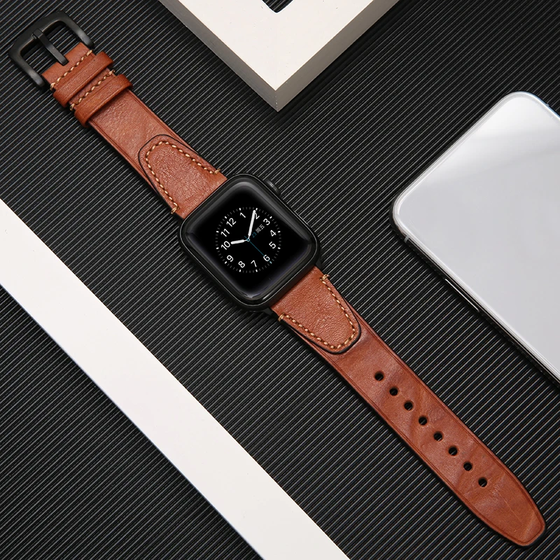 Ремешок для часов из натуральной кожи Apple Watch 4/5/38/42/40/44 мм | Наручные часы