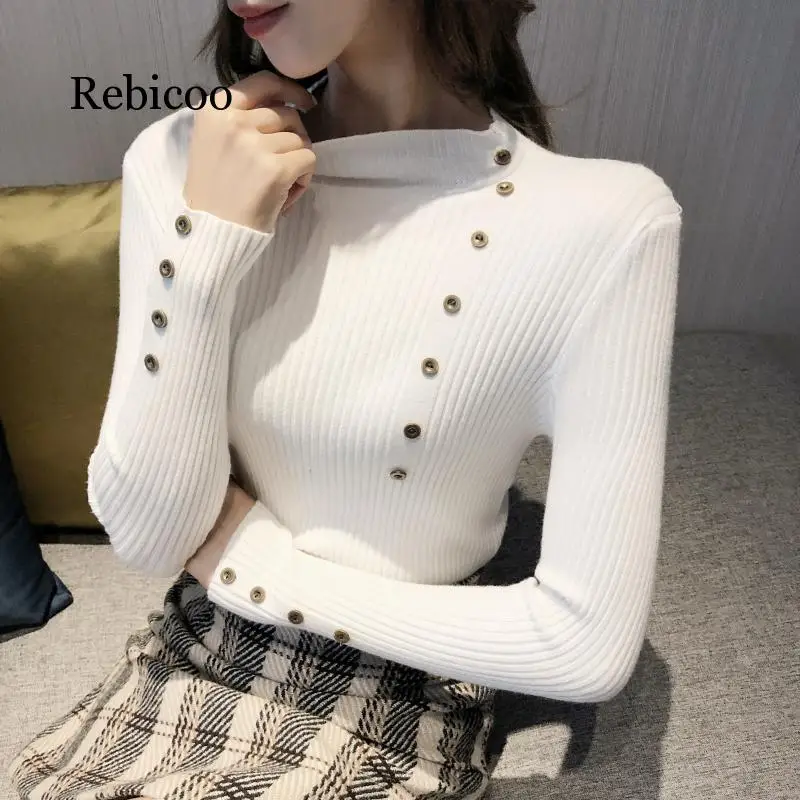 

Half-neck sweater women's autumn and winter new 2019 sets of sweaters thick long sleeves inside Slim bottoming shirt