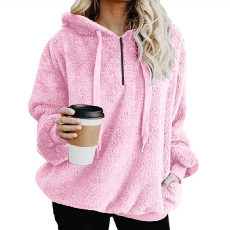 

Women's Pullovers 2020 Autumn And Winter Hot Style Fashion Plus Size Pullover Brown Hooded Top Long Sleeved Plush Zipper Clothes