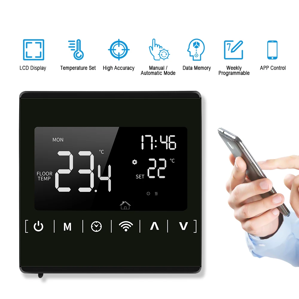 

WiFi Smart Thermostat,thermostat s2 Electric floor Heating Water/Gas Boiler Temperature Remote Controller for Alaxa Google Home