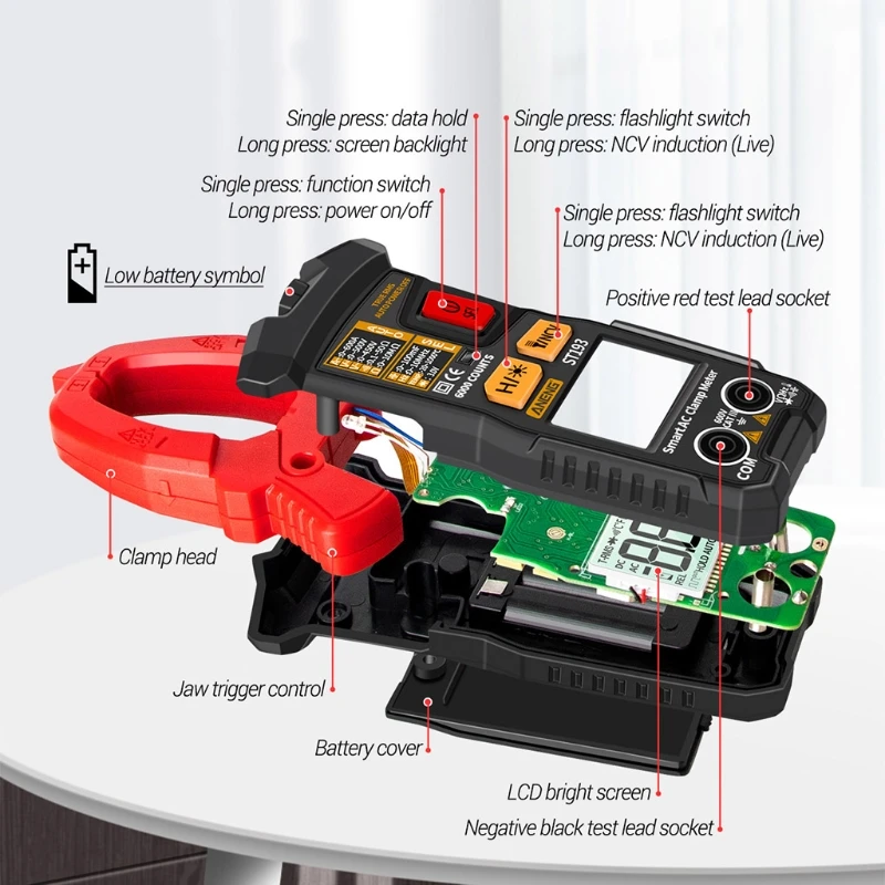 

A-neng ST193 AC Multimeter Clamp Meter Digital 6000 Count New