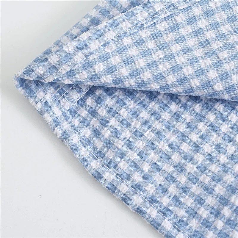 

NWOMN Za Blue Plaid Midi Skirt Women Summer 2021 High Waist Skirts Woman Elegant Elastic Bow Fashion A Line Flared Ruffle Skirt