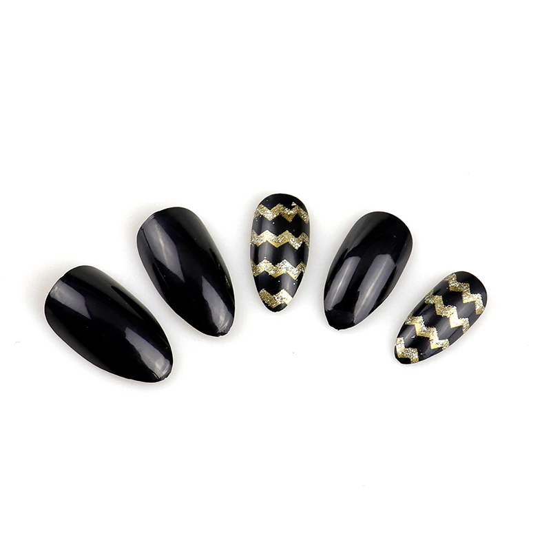 12Pcs Long Stiletto False Nail Tips With Glue Colorful Full Cover Fake Nails Tips Manicure Press On Nails Charms