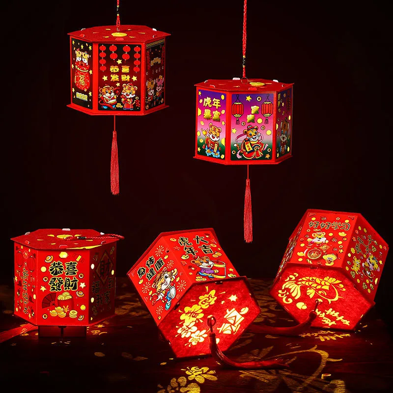 

DIY Chinese New Year Lantern Portable Flower Light Lamp Party Glowing Lanterns Spring Festival Decorations Gifts Children Toys