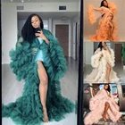 Пикантные видеть сквозь оборками беременной женщины пышные платья для выпускного вечера тюль с длинным рукавом Милая бисером этаж Длина халат вечерние платья в африканском стиле Vestidos