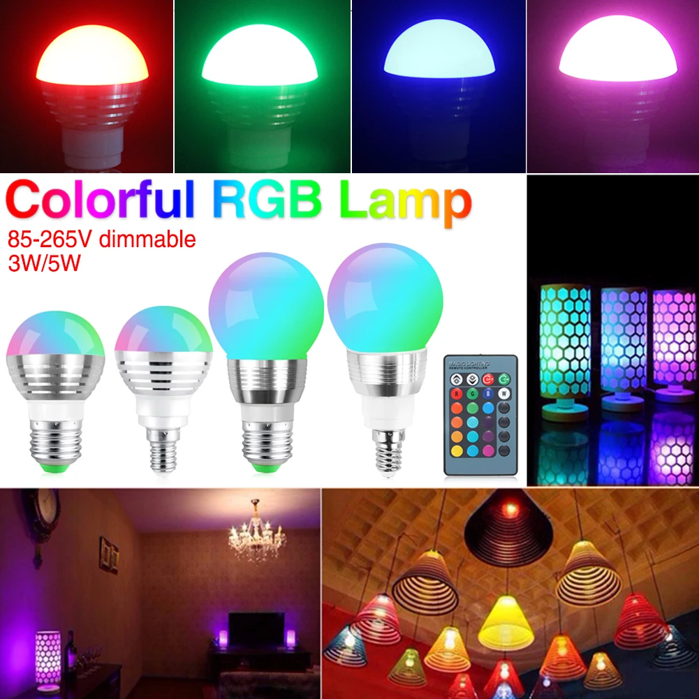 E27 E14 Светодиодный 16 цветов меняющий RGB волшебный светильник лампа 85 265 в 110 В | Светодиодные лампы и трубки -4000249624826
