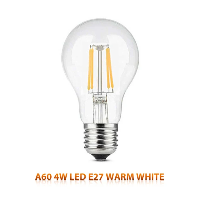 Светодиодная лампочка эдисона E27/E14, винтажный светильник, лампочка 220V 4 W, прозрачная стеклянная лампочка, энергосберегающая безопасная лампочка ST64 C35 C35L A60 - Цвет: A60-E27-4W