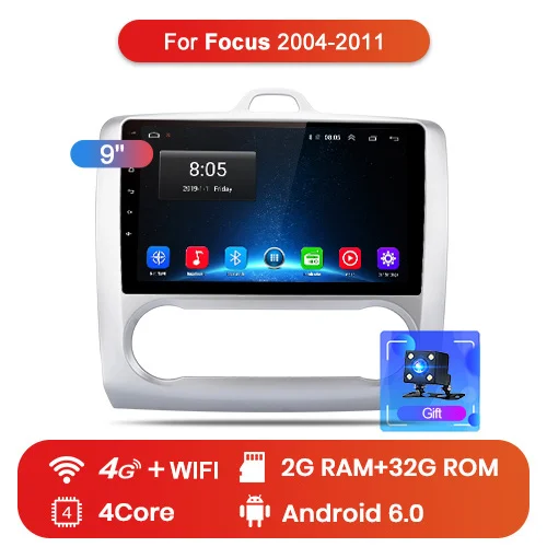 4G (2GB 32GB) V Junsun V1 2G+ 32G Android 9,0 DSP автомобильный Радио Мультимедиа Видео плеер навигация gps для ford focus 2 3 Mk2/Mk3 хэтчбек 2 din DVD - Цвет: 4G (2GB 32GB) V