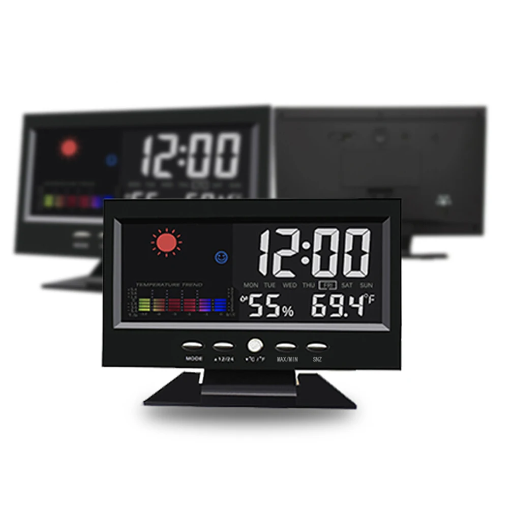 LCD Color Screen Digital USB Temperature Humidity Time Date Display Alarm Clock display hours minutes date month weeks and 12/24 | Дом и сад