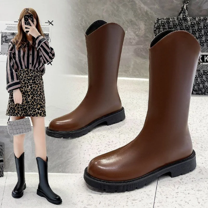 

2022 Top Quality Boots Women Thick Fur Winter Shoes Round Toe Zip Fashion Cool Long Chelsea Ytmtloy Mid Calf Botines De Mujer