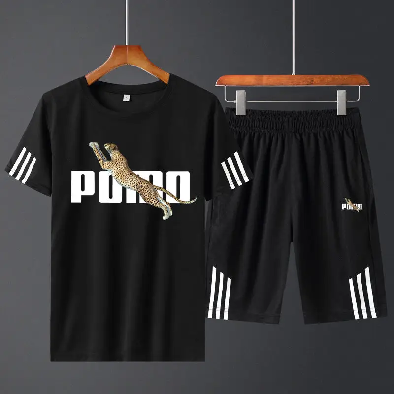 

New Summer Men's Short Sets T-shirt Shorts 2-piece Quick Dry Fitness Running Basketball Football Jersey Tracksuit Men Sportswear