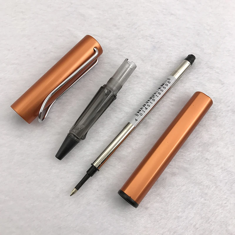 Luxury Metal Rollerball Pen Orange Gift Pens Black Ink Refill 0.7mm Silver Hollow Out Clip 1pc/lot School Supplies |
