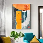 Современная красочная красная синяя желтая абстрактная лицевая Геометрическая живопись на холсте настенная живопись плакат печать для гостиной домашний декор