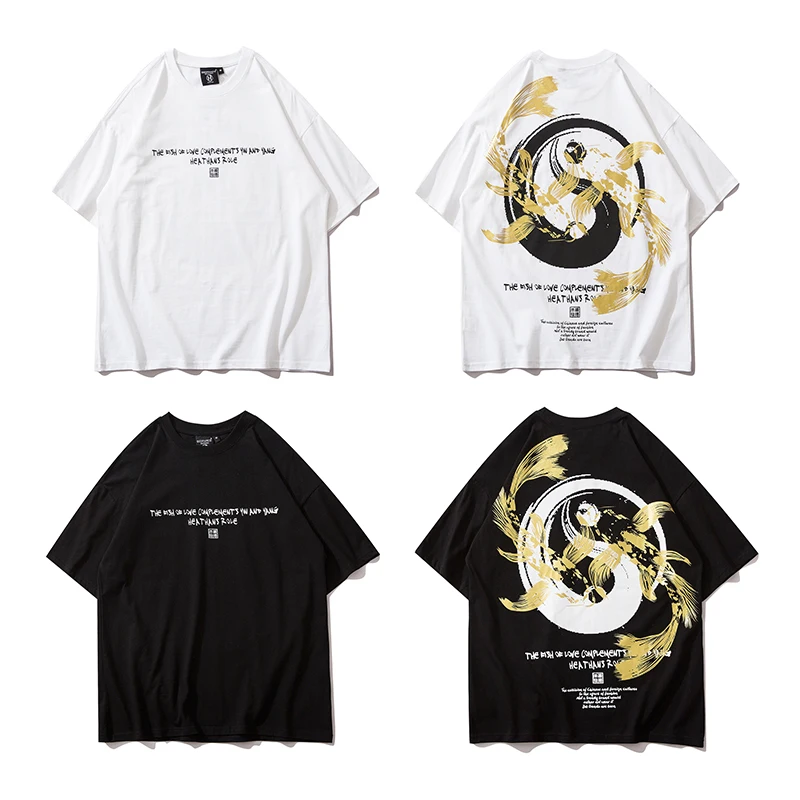 

Hip Hop Streetwear Tshirt Women's T Shirt Chinese Style Graffiti Printed Tee Shirts Short Sleeve High Street Harajuku Tees Tops