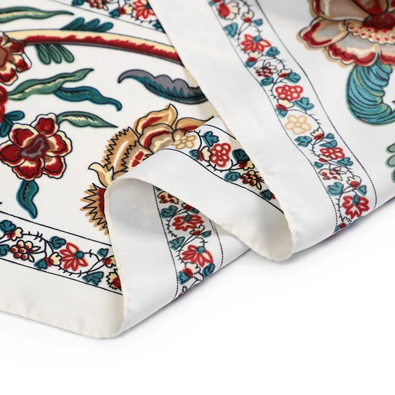 Твиловый Плетеный Шелковый квадратный шарф шейный платок с принтом павлина и