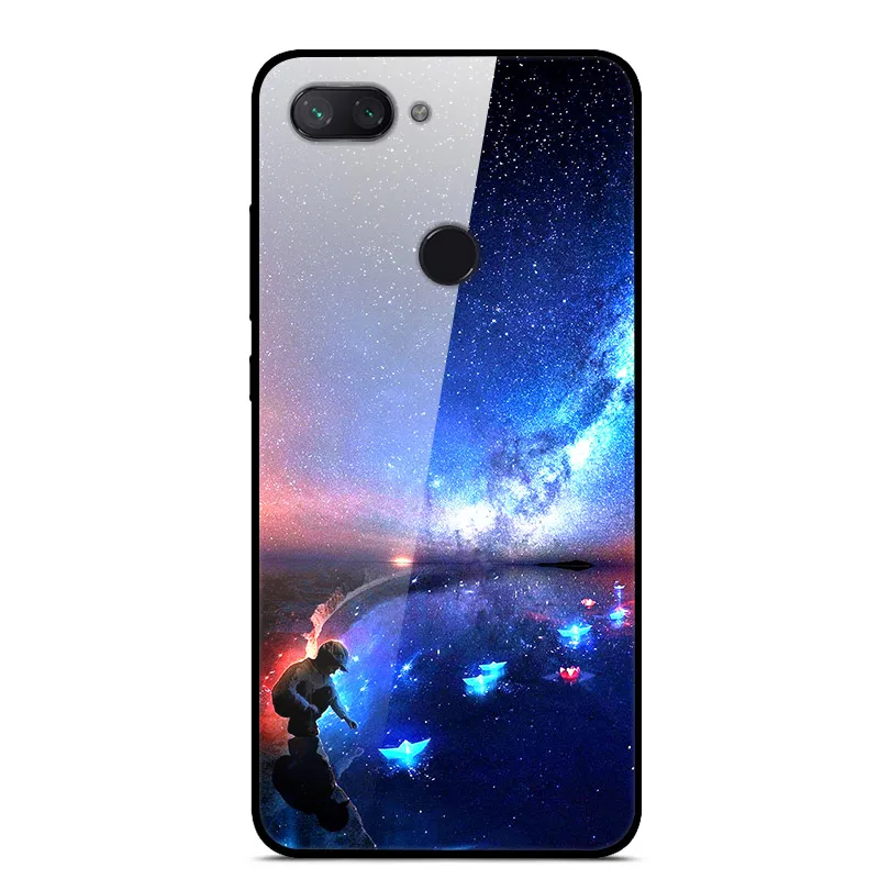 55 Чехол из закаленного стекла для Xiaomi Redmi 6, чехол с изображением планеты космоса, стеклянный чехол на заднюю панель для Xiaomi Redmi 7, 6, A, 7A, 6A, чехол для телефона Redmi6 - Цвет: 55