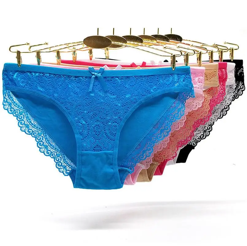 

Female Sexy Lingerie 5Pcs/Lots Lace Transparent Ladies Cotton Briefs Panties For Women Underwear