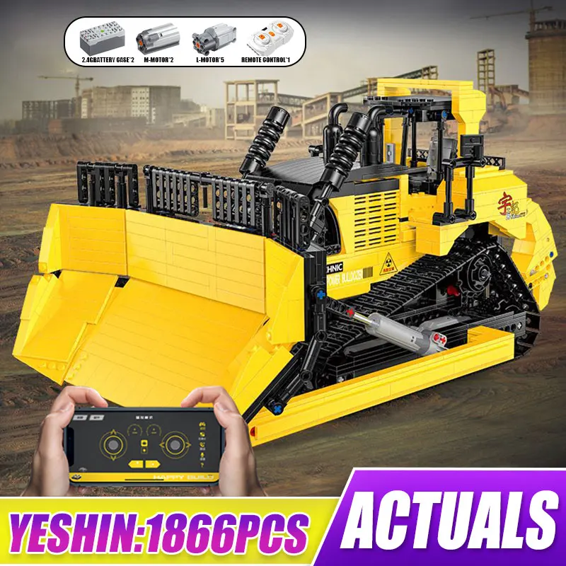 

Yeshin 22011 высокотехнологичные игрушки 20008 APP RC моторизованная модель бульдозера, строительные блоки, сборные кирпичи, наборы для детей, рождес...