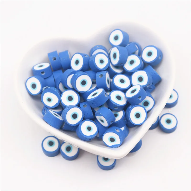 

21pcs Eye Polymer Clay Beads 10mm*5mm Mixed Color Spacer Beads for DIY Handmade Jewelry Craft Accessories 10g