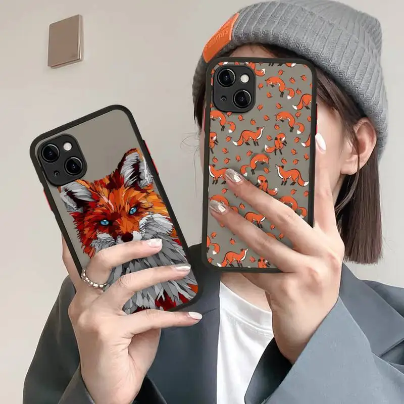 

Anime funny foxs lovely cute Phone Case For iphone 12 11 13 Pro Max X XS Max XR 7 8 6 Plus 12mini Translucent Matte Shockproof