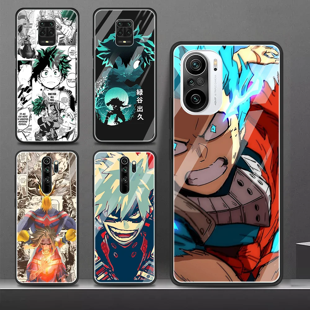 

Glass Phone Case For Redmi K40 K30 pro Funda Shell Cover For Redmi Note 10 Pro Max 9 8 7 9T 8T 9s Coque My Hero Izuku Midoriya