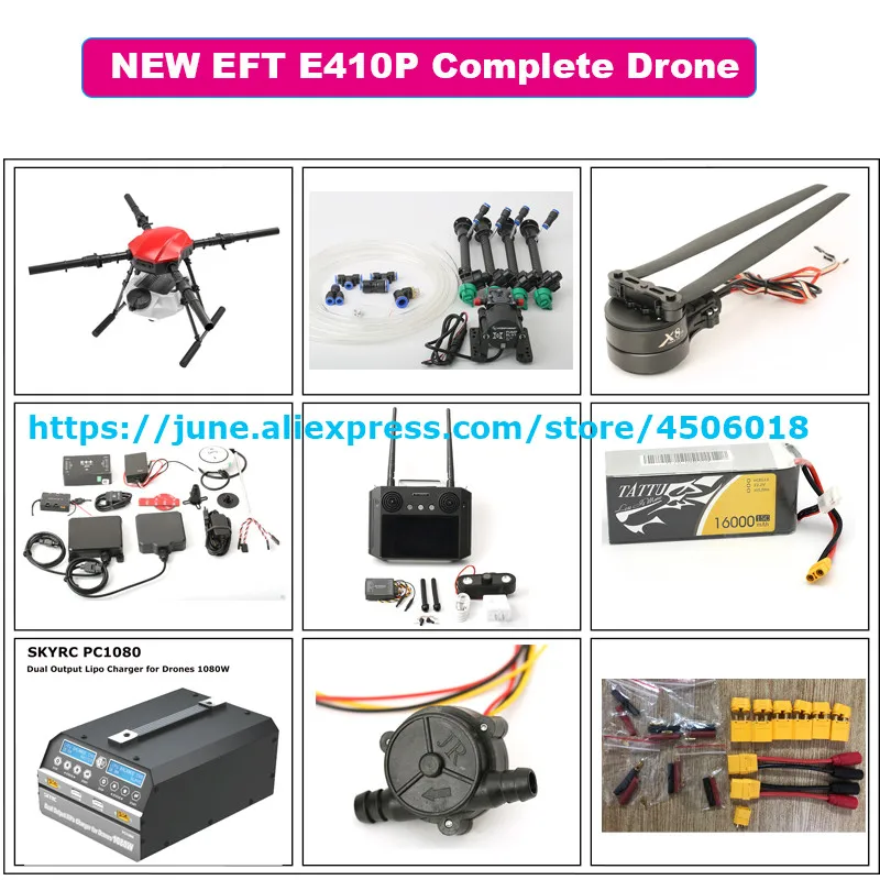

NEW Original EFT E410S E410P 10L Four-axis Agricultural 10KG Spray Drone Frame With Hobbywing X8 Motor JIYI K++