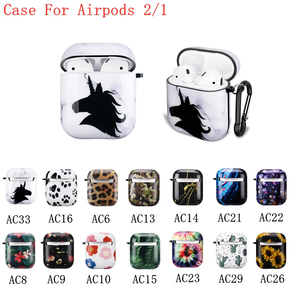 

Case for Airpods 2 1 Luxury Cute Painting Flower Air Pods2 Earphone Accessories Protector Cover with Keychain for Airpods Cases