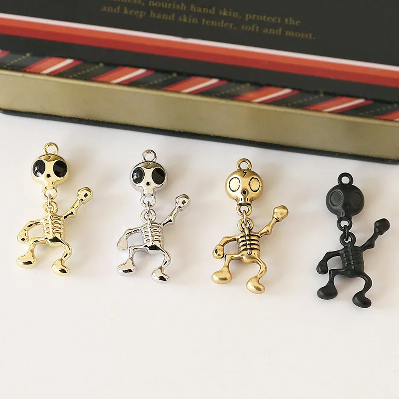 

BULK 10 Halloween PUNK Skeleton Metal Charm Skull Jewelry Making Pendants 3D Spooky Skeletal New Charms 15*35mm IK3-DIF847