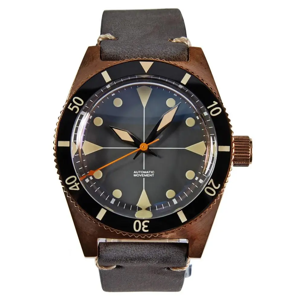 Часы мужские автоматические бронзовые водонепроницаемые швейцарские