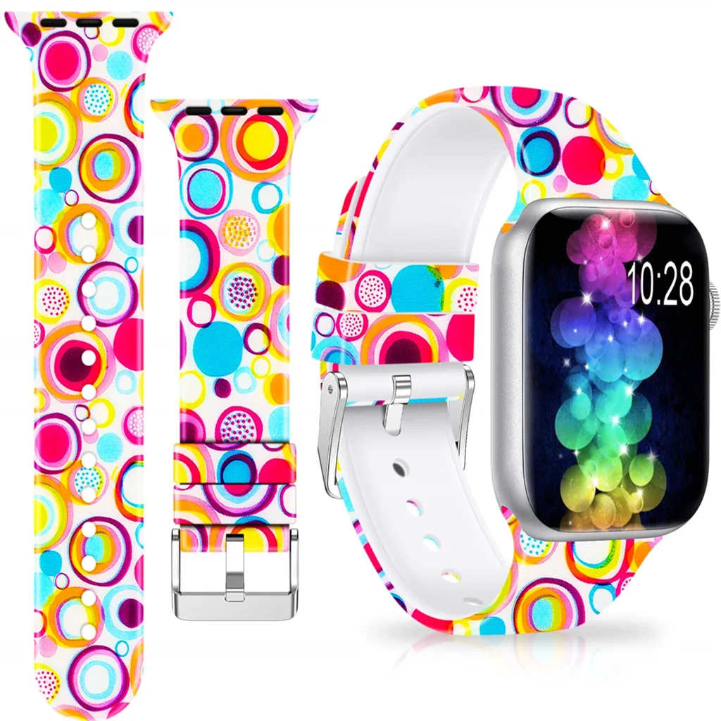 Yayuu полосы для наручных часов Apple Watch Series 4/3/2/1 мягкий силиконовый неувядающий с печатным рисунком сменный ремешок Спортивные smart watch полос