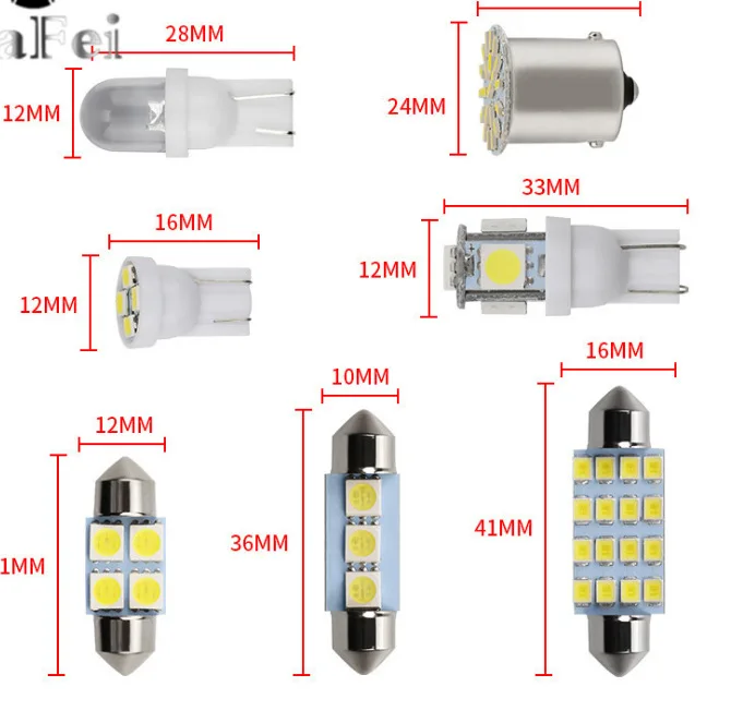 

14pcs Automobile LED Combination Set T10 Side Lamp Double Pointed Reading Lamp License Plate Lamp Indoor Lamp Led Lights for Car