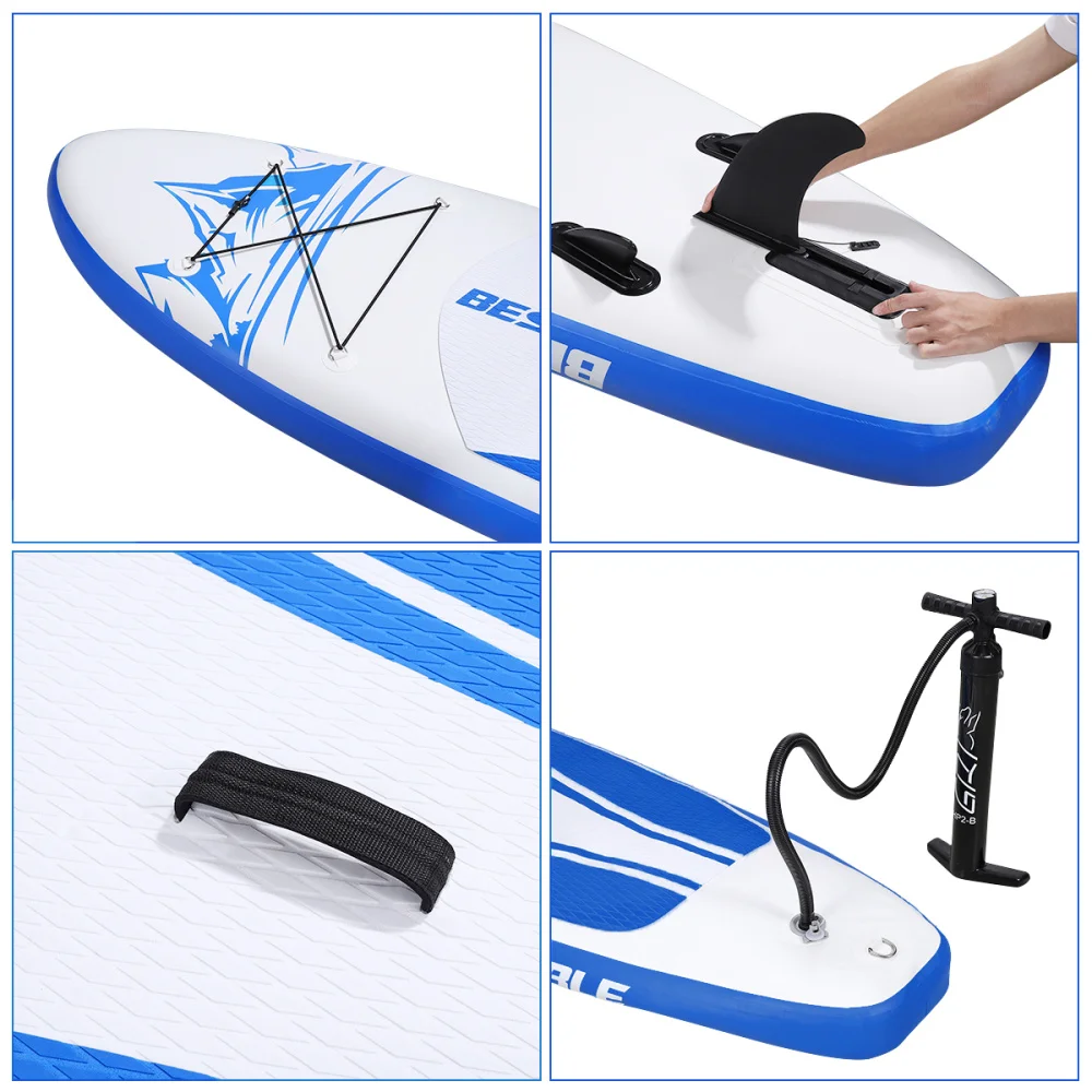 

BESPORTBLE Paddle Board Premium Inflatable Paddle Board 120x30x6" Stand Paddle Board Bonus Manual Pump Ankle Leash & Waterpro