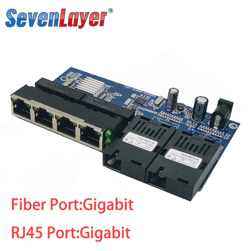 Коммутатор 10/100/1000 м 4 RJ45 UTP 2 SC гигабитный волоконно оптический медиа конвертер 2SC