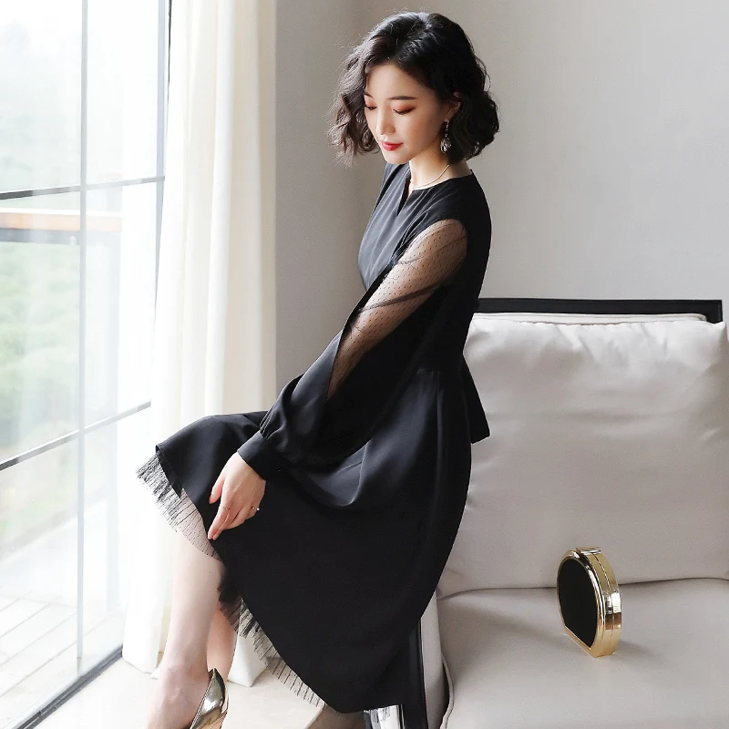 Весенне летнее платье 2020 винтажное Сексуальное вечернее черное для женщин миди