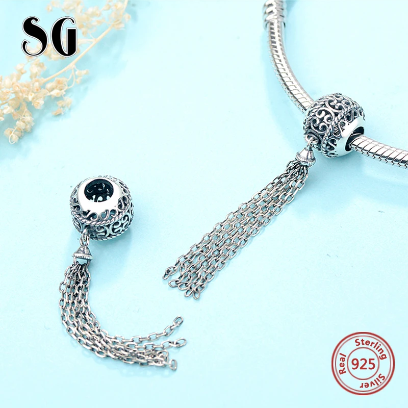 Sg Стиль оригинальный Шарм бисер с серебряной нитью бледно 925 кисточкой бусины Fit