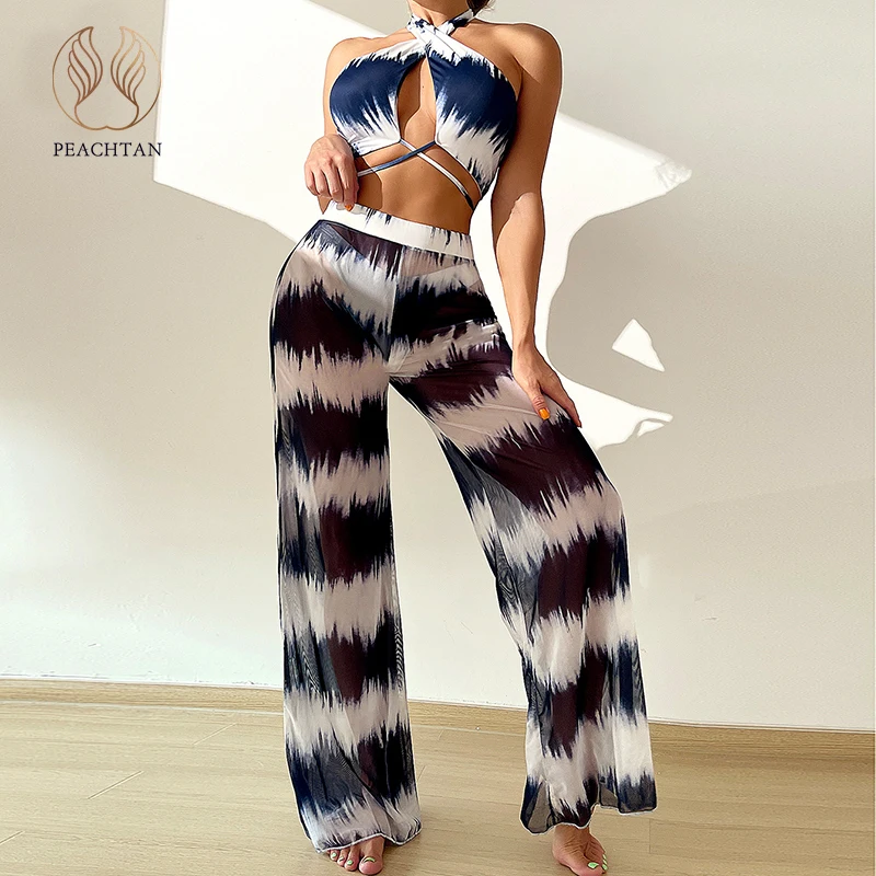 

Peachtan Print bikinis Halter swimsuit women Push up bathing suits swimwear conjunto biquinis feminino trajes de baño mujer 2022