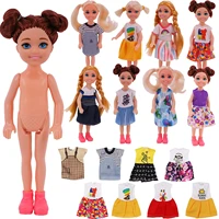 3pcsset 6 inch random kelly girl doll handmade clothes fit 14cm lovely mini doll movable jointed kids birthday xmas gift