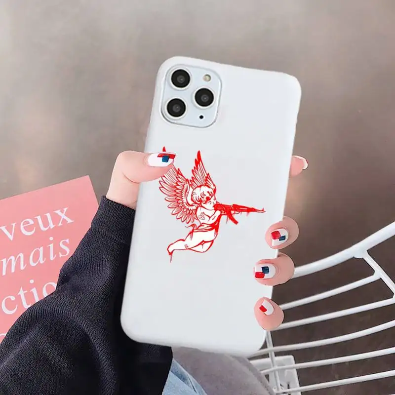 

Angel with gun Phone Case White Candy Color for iPhone 6 7 8 11 12 s mini pro X XS XR MAX Plus