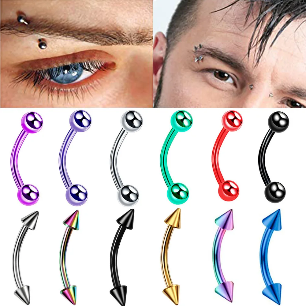 

10PC Stainless Steel Eyebrow Banana Piercing Ring Curved Barbell Lip Ring Snug Daith Helix Rook Earring Cartilage Tragus Jewelry